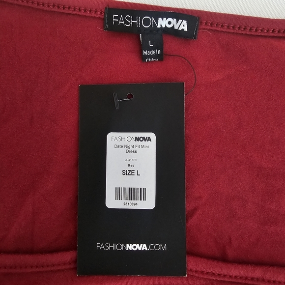 Fashion Nova Red Ruched Long Sleeve Bodycon Mini Dress Size L - Picture 8 of 11